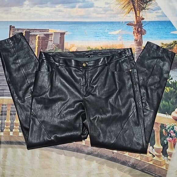 Lafayette 148 New York Black Leather Skinny Jeans Size 14 Mercer - Picture 2 of 7